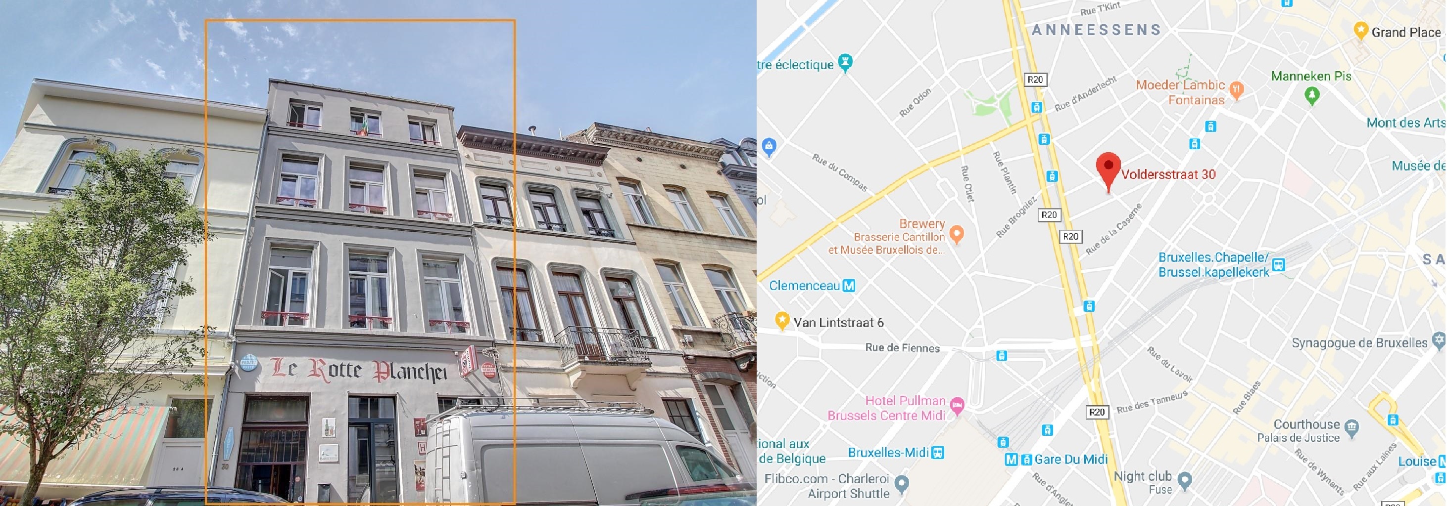 map and picture of the waffle workshop in brussels, belgium